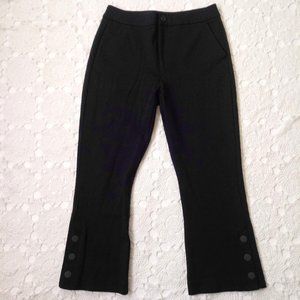 Cabi Keen Kick Flare Leg Ponte Knit Pants Navy Blue Nautical Snap Leg 6 Women